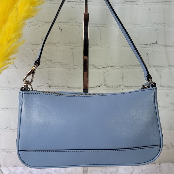 SOLD - Coach Soft Blue Leather Y2K Handbag Purse Baguette - Picture 4 of 14